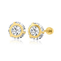 14 Karat Yellow Gold 6mm Bezel Edge Screw Back Earring | Silver Palace Inc.