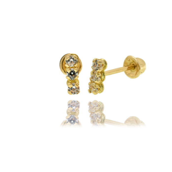 14 Karat Yellow Gold 1.8mm x 5.2mm Bar Clear CZ Screw Back Earring - 14E00204
