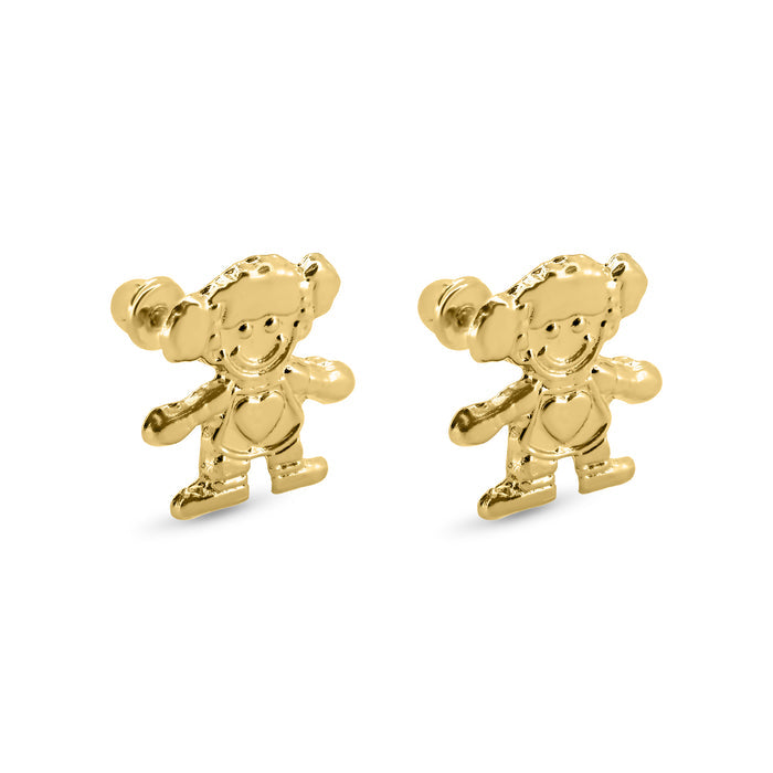 14 Karat Yellow Gold Girl Screw Back Earrings - 14E00387
