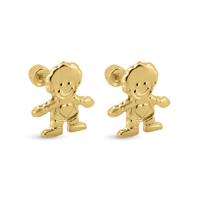 14 Karat Yellow Gold Boy Screw Back Earrings - 14E00388