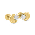 14 Karat Yellow Gold Moon and Star Screw Back Earrings - 14E00389