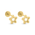 14 Karat Yellow Gold Star Outline Screw Back Earrings - 14E00396
