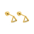 14 Karat Yellow Gold Triangle Screw Back Earrings - 14E00397