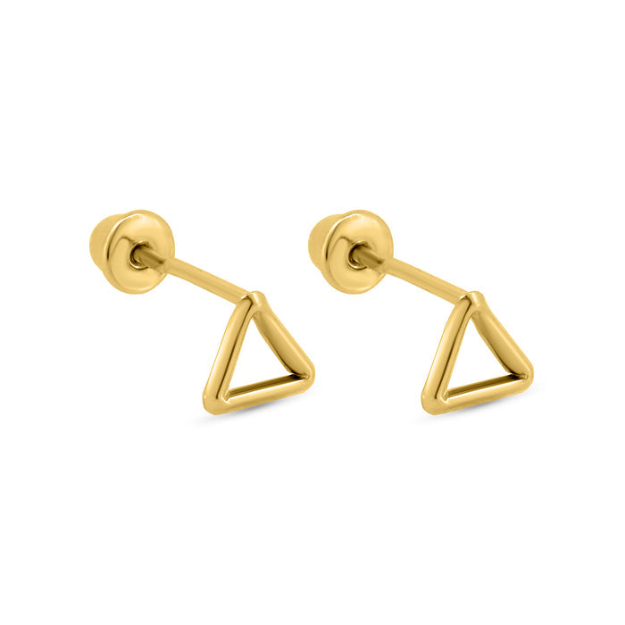 14 Karat Yellow Gold Triangle Screw Back Earrings - 14E00397