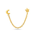 14 Karat Yellow Gold Double Piercing Star and Moon Screw Back Earrings - 14E00400