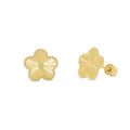 14 Karat Yellow Gold Diamond Cut Iridescent Flower Earrings - 14KE0004