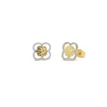 14 Karat Yellow Gold Diamond Cut Cut Out Flower Earrings - 14KE0007