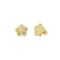 14 Karat Yellow Gold Diamond Cut Flower Earrings - 14KE0008