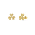 14 Karat Yellow Gold Beaded and Iridescent Diamond Cut Clover Earrings - 14KE0009