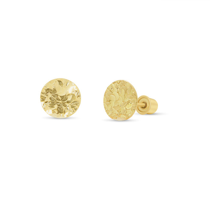 14 Karat Yellow Confetti Diamond Cut Disc Earrings - 14KE0017