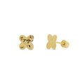 14 Karat Yellow Gold Beaded and Diamond Cut Confetti Clover Earrings - 14KE0021
