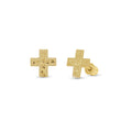 14 Karat Yellow Gold Beaded and Diamond Cut Confetti Cross Earrings - 14KE0022