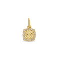 14 Karat Yellow Gold 6.9mm Diamond Cut Square CZ Studded Pendant - 14KP0003