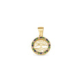 14 Karat Yellow Gold 11.5mm Reversible Tree of Life Clear or Clear Blue and Green CZ Studded Pendant - 14KP0004