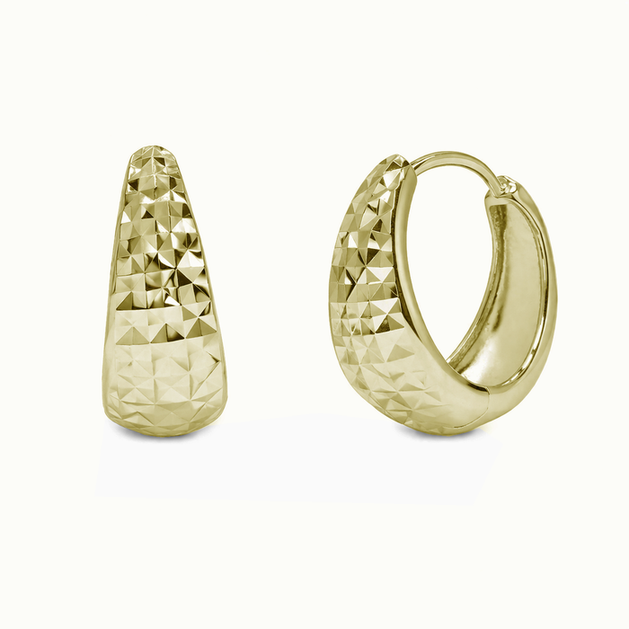 925 Silver Diamond Cut Hoop Earrings - GME00159