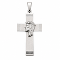925 Silver Jesus Head Matte Cross Pendant- SPP00092
