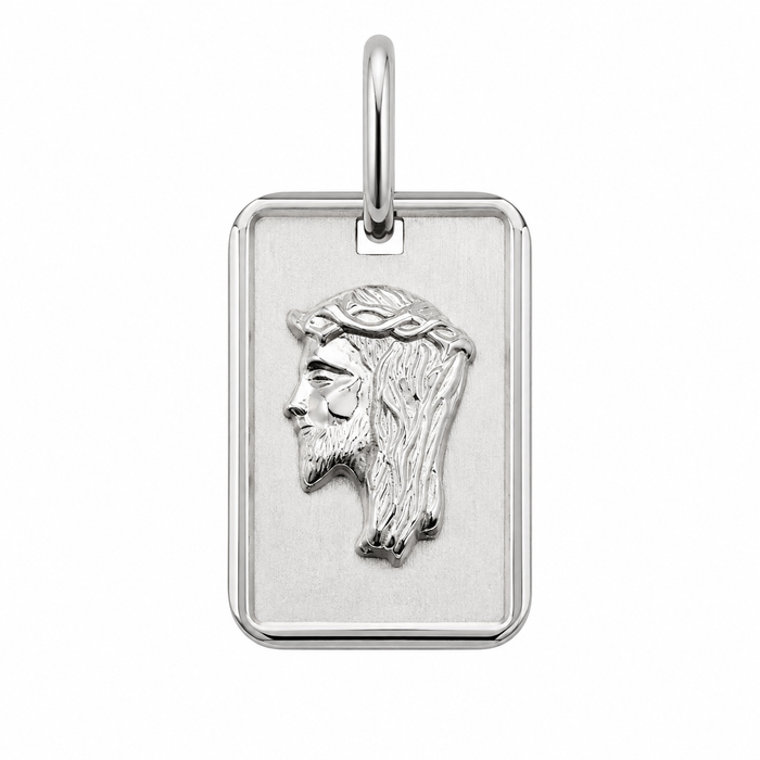 925 Silver Jesus Profile Rectangle Pendant- SPP00089