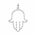 925 Silver Large Textured Hamsa Cutout Pendant- SPP00096