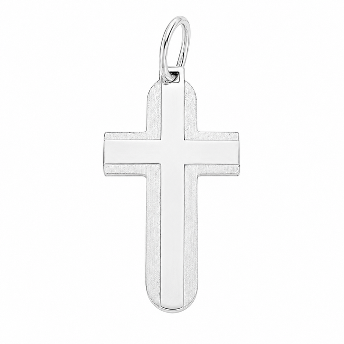 925 Silver Matte Accent Cross Pendant- SPP00091