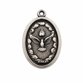 925 Silver Oxidized Oval Double Sided Holy Spirit Pray For Us Charm- CHARM00174