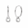 925 Sterling Silver Ball Charm Hoop Earring - TGE00023