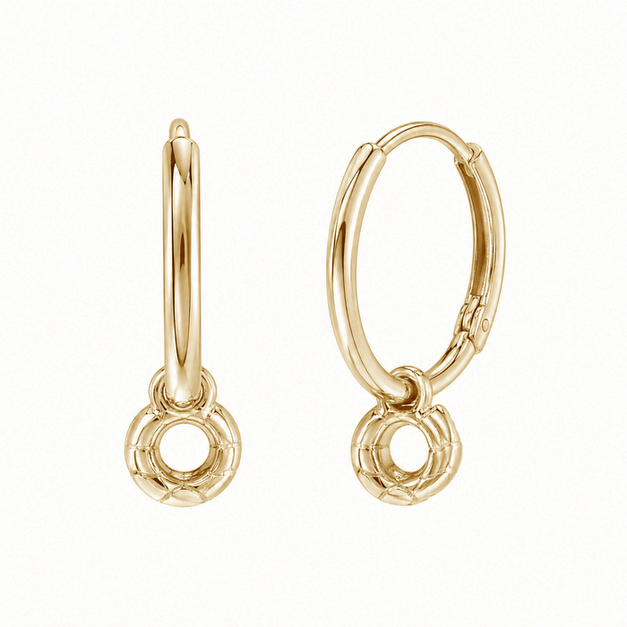 925 Sterling Silver Ball Charm Hoop Earring - TGE00023