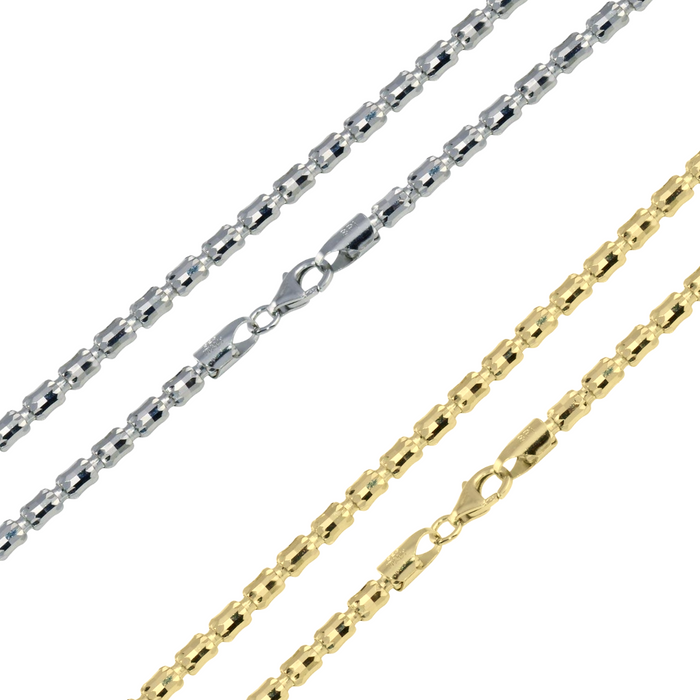 925 Sterling Silver Barrel Crystal Chain