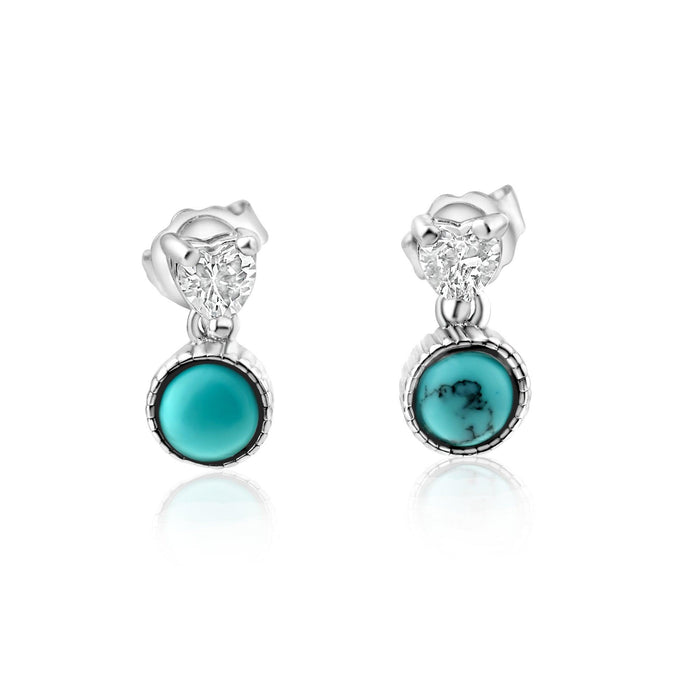 Silver 925 Black Rhodium Turquoise Center Stone Halo Set - STS00537 | Silver Palace Inc.