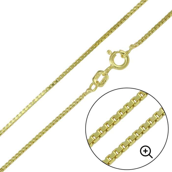 Silver 925  Gold Plated Box Chains 1.0mm - CH347 GP | Silver Palace Inc. #plating_gold