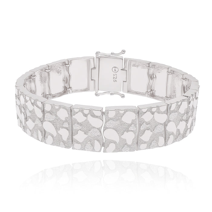 925 Sterling Silver Clustered Nugget 15.9mm Bracelet - CDIB00031