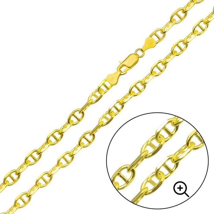 Silver Gold Plated Cross Marina Chain 6mm - CH396 GP | Silver Palace Inc. #plating_gold