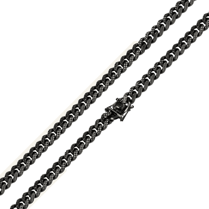 925 Sterling Silver Curb Pyramid Pave Box Lock Chain or Bracelet