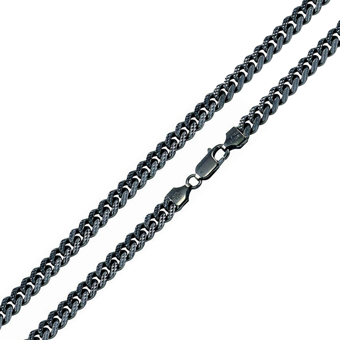 925 Sterling Silver Curb Pyramid Pave Chain or Bracelet