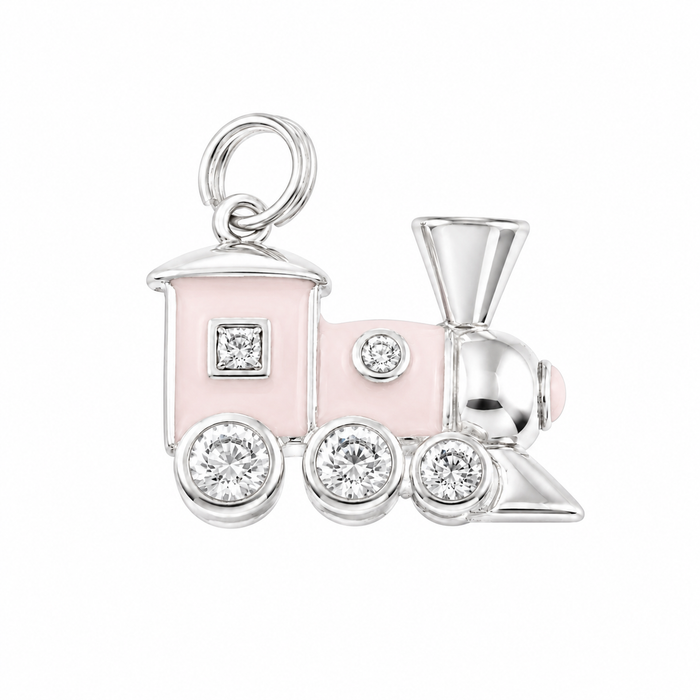 925 Sterling Silver CZ & Enamel Train Charm- CHARM00172