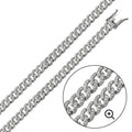 Silver 925 Rhodium Plated CZ Encrusted Curb Chains 8.9mm - CHCZ105 RH | Silver Palace Inc. #plating_rhodium