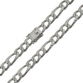 Silver 925 Rhodium Plated CZ Encrusted Figaro Chains 8.2mm - CHCZ112 RH | Silver Palace Inc. #plating_rhodium