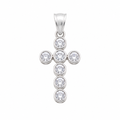 925 Sterling Silver Dainty Bezel CZ Cross Charm Pendant- CHARM00191