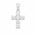 925 Sterling Silver Dainty CZ Cross Charm Pendant- CHARM00190