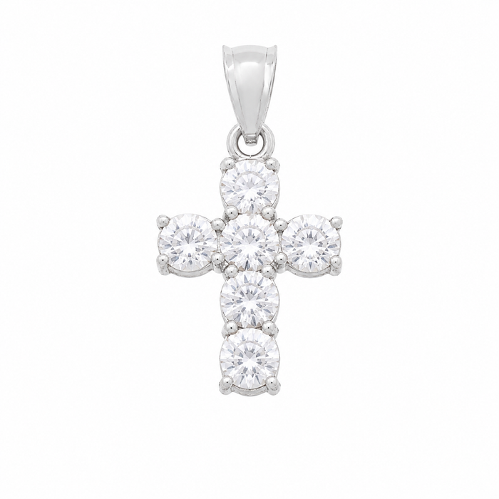 925 Sterling Silver Dainty CZ Cross Charm Pendant- CHARM00190