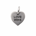 925 Sterling Silver Dainty Love Wins Heart Charm Pendant- CHARM00207