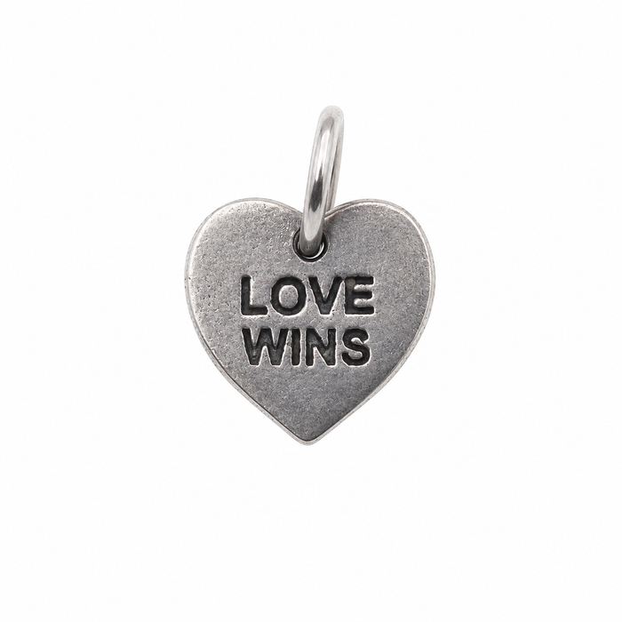 925 Sterling Silver Dainty Love Wins Heart Charm Pendant- CHARM00207