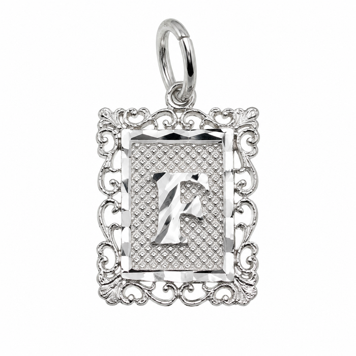 925 Sterling Silver DC Framed Initial Charm Pendant -SPP00103