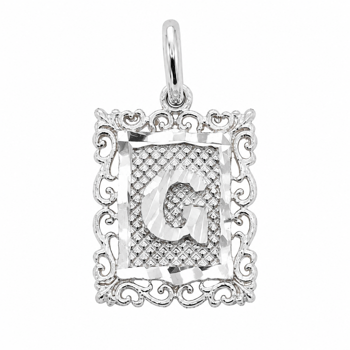925 Sterling Silver DC Framed Initial Charm Pendant -SPP00103