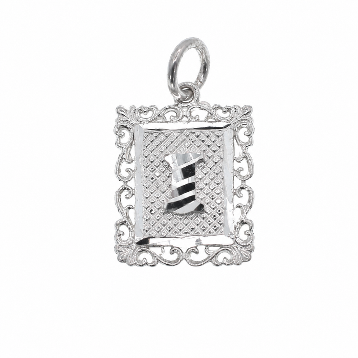925 Sterling Silver DC Framed Initial Charm Pendant -SPP00103