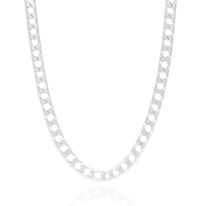 925 Sterling Silver Diamond Cut 10 Sided Square Curb Chain or Bracelet