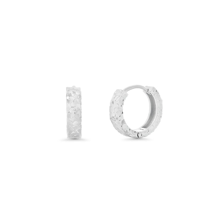 925 Sterling Silver Diamond Cut 13.7mm Hoop Earring - TGE00020