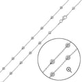 Rhodium Plated Alternating Wave Design Diamond Cut Bead 004 Chains 3.8mm - CH100 RH | Silver Palace Inc. #plating_rhodium