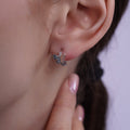 925 Sterling Silver Diamond Cut Butterfly Clear CZ Hoop Earring - TGE00017