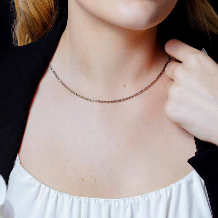 925 Sterling Silver Diamond Cut Flat Coreana Chain