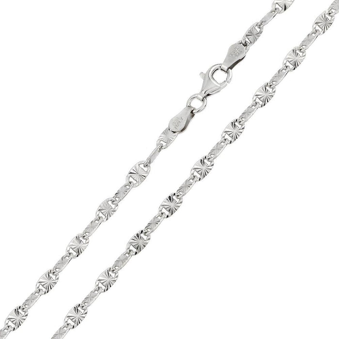 Silver 925 Rhodium Plated Star Diamond Cut Confetti 065 Chain 3.3mm - CH122 RH | Silver Palace Inc. #plating_rhodium